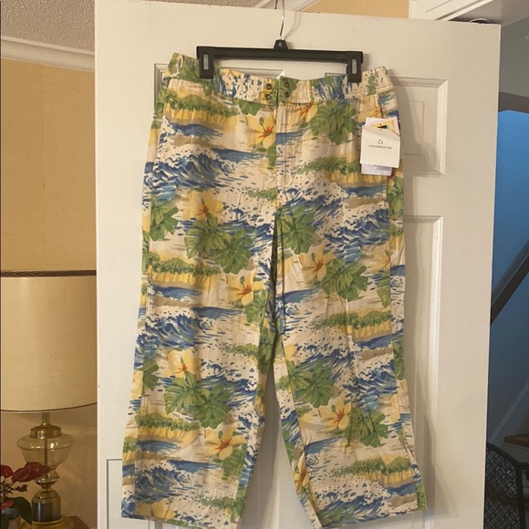 Women’s NWT Liz Claiborne cropped tropical print pants  size 12 - Picture 1 of 8